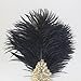 Gellwhu Vintage Black Feather Gold 20s Headpiece 1920s Flapper Headband