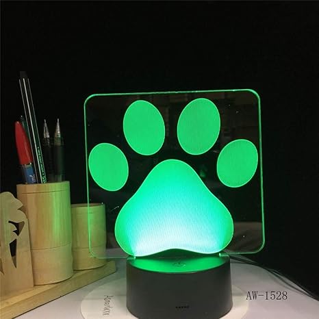 3D-Illusionslampe Led Nachtlicht Hund Fußabdruck Tischlampe Buntes