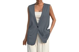 UJAKEL Vest Tops for Women Women's Sleeveless Blazer Jackets Summer Single Button Waistcoat Vest Business Casual Suit Jackets