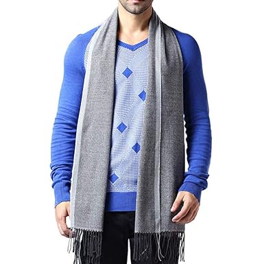 Amazon Fadves ストール メンズ 大判 無地 紳士 カシミヤ フリンジ
