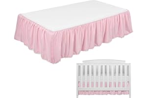 Siopob Crib Skirt | Crib Bed Skirts for Toddler | Ruffled Crib Skirt with Pompoms, Microfiber Nursery Crib Toddler Bedding Sk