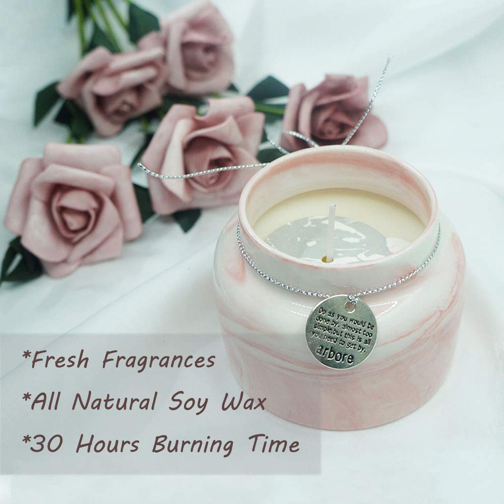 Natural Soy Wax Scented Candle, Aromatherapy Jar Candle, Fragrant Candle, Rosa, Pink, Relax & Fresh air, 1 piece