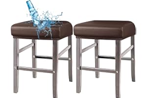 ANWUCHEN Stool Covers Rectangle,2 Pack Stretch Waterproof PU Rectangle Bar Elastic Vanity Cover Removable Counter with Bands for Wooden Metal Barstools Coffee (WHQ20230512PGCDT-3)