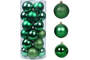 PICKBEAU 24ct 2.36 Inch Christmas Balls Ornaments for Xmas Christmas Tree - Shatterproof Christmas Tree Decor Hanging Ball for Holiday Wedding Party Decoration (Green 60mm)