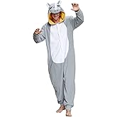 Dodheah Rhinoceros Cosplay Adult Onesie Halloween Costumes Pajamas Animal Jumpsuit Sleepwear Loungewear