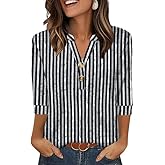 OFEEFAN Womens Tops 3/4 Sleeve Henley Shirts for Women Fall Fashion 2025 School Outfits for Teachers