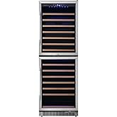 EdgeStar CWR1553DD 142 Bottle 24" Built-In or Free Standing Dual Zone Double Door Wine Cooler with LED lighting and Door Lock