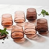 Colorsavant Venus Stemless Wine Glasses Set 6-14oz Melanin Colored Wine Glasses Stemless【HandBlown】 Brown Wine Glasses Set,Unique Brown Wine Glasses for Kwanzaa