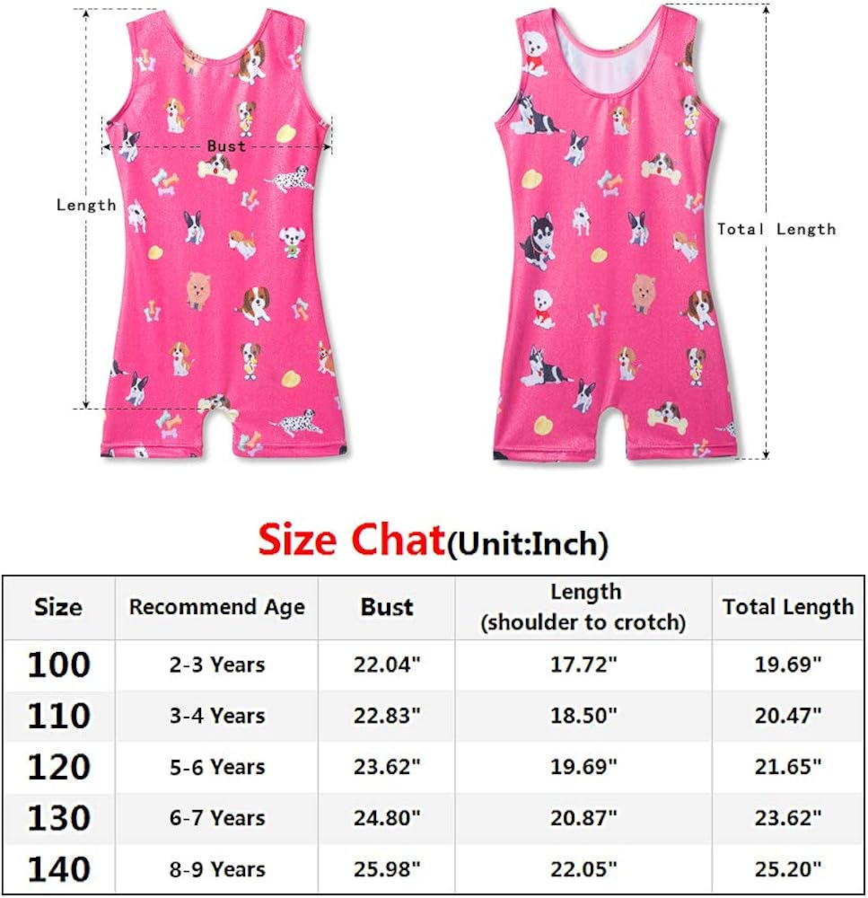 Leotards for Girls Gymnastics with Shorts Butterfly Unicorn Mermaid Dance Unitards Biketards Hotpink Black : Clothing