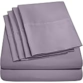 Queen Sheets Plum - 6 Piece 1500 Supreme Collection Fine Brushed Microfiber Deep Pocket Queen Sheet Set Bedding - 2 Extra Pillow Cases, Great Value, Queen, Plum