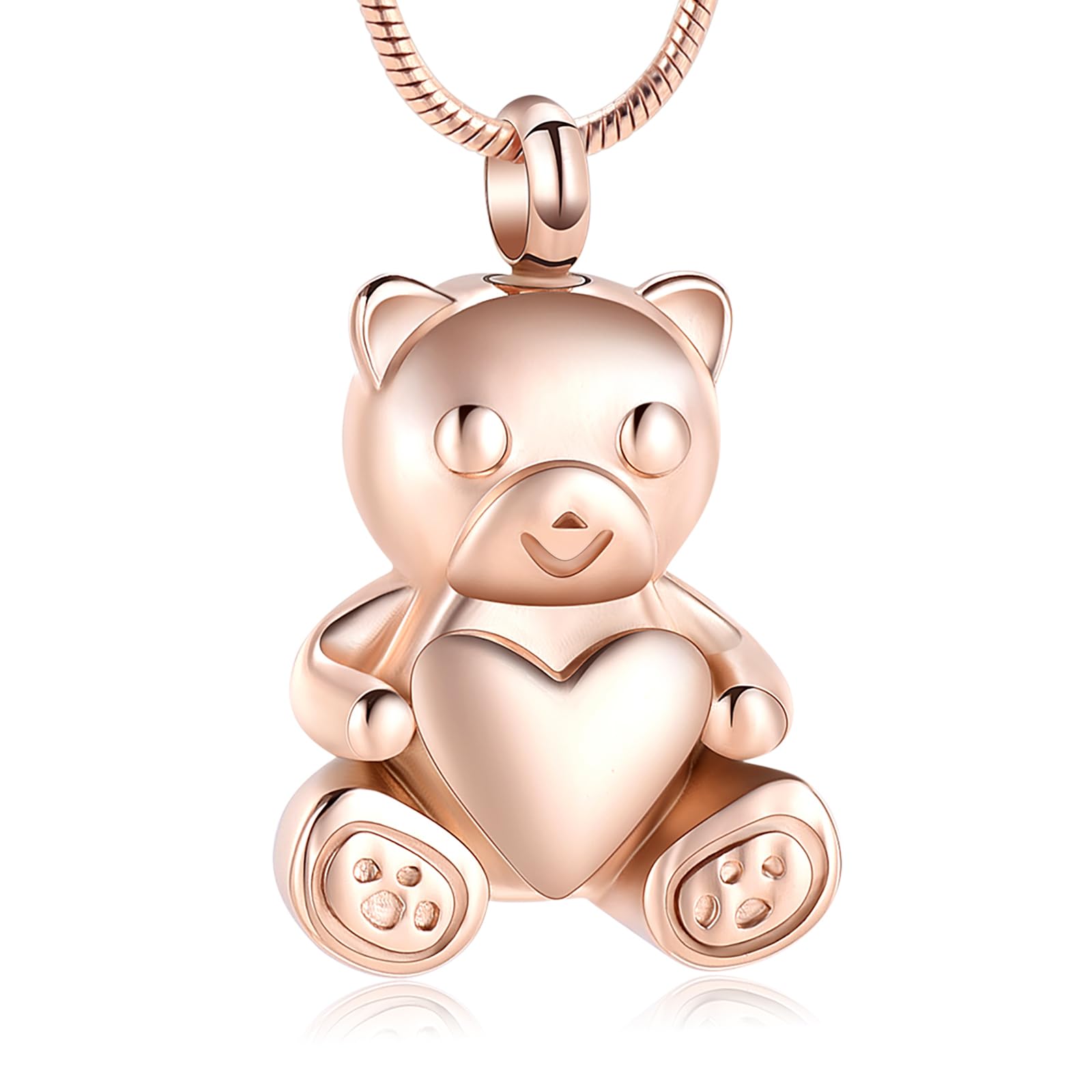Cremation Jewelry - Teddy Bear Urn Necklace for Men Women with Mini Keepsake Urn Memorial Ash Jewelry