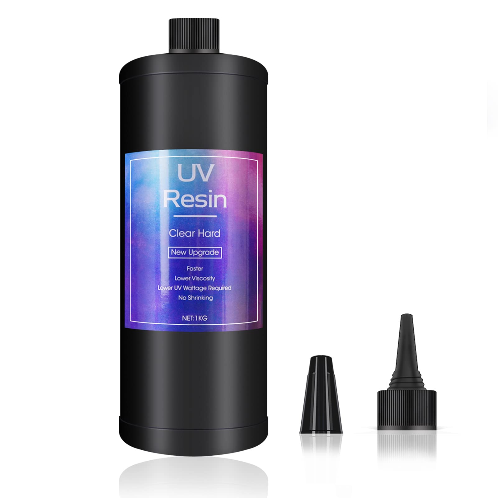 1kg Clear UV Resin Hard Type New Formula One Minute Ultraviolet Solar Quick Curing Epoxy Resin Glue for Casting & Coating/Molds/Jewelry Pendants Earrings Bracelets Making/DIY Crafts, Bulky Pack