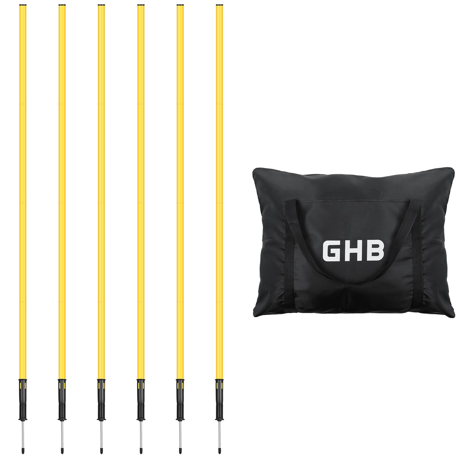 Photo 1 of GHB Agility Poles 6 Pack 6ft Sports Soccer Training Poles,Detachable Speed Training Equipment Football Accessories (6 Pack 6ft)