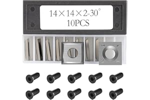 ASIEG TOOL 14mm Carbide Inserts Cutters Knives Replacement Square Straight 14 x 14 x 2mm with Screws for Grizzly T21348 and Woodworking Spiral Helical Planer Head 10pcs