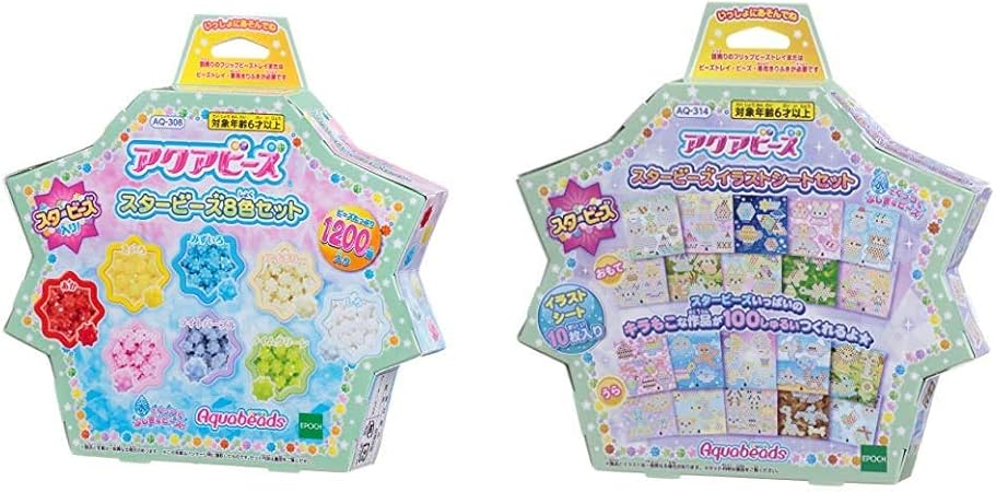 Amazon アクアビーズ スタービーズ8色セット アクアビーズ スタービーズ イラストシートセット セット買い おもちゃ おもちゃ
