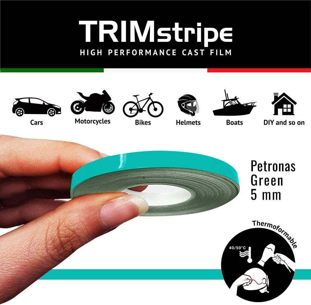 4R Quattroerre.it 10471 Trim Stripes Adhesive Strips for Cars Petronas Green, 5 mm x 10 mt, 5mm x 5mm x 10m - Image 3