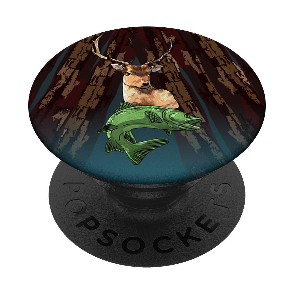 Deer And Fish Cool Hobbies Hunting Hunt Camo Hunter Gift PopSockets Grip and Stand for Phones and Tablets