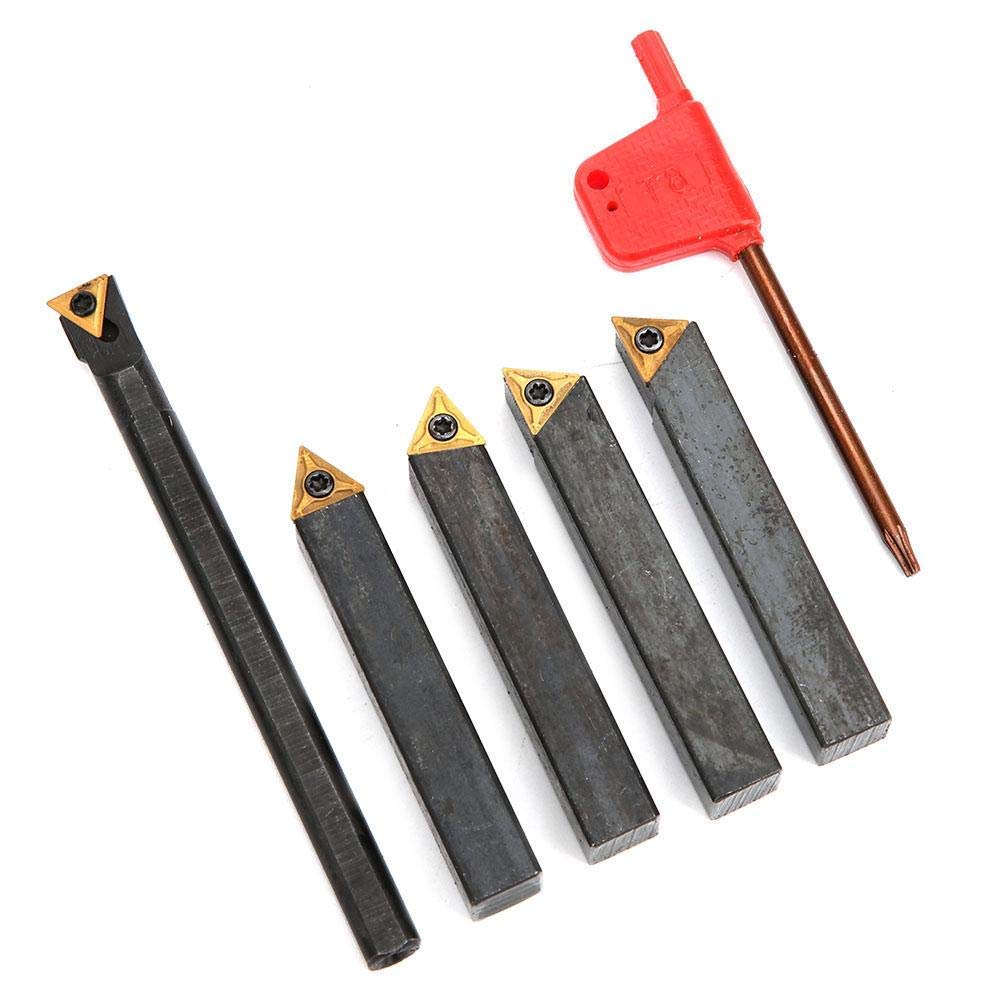 5Pcs Indexable Carbide Turning Tool, Lathe Turning Tool Holder Insert for Cutting Chamfering F4-1-10mm, Lathe Carbide Turning Tool Set