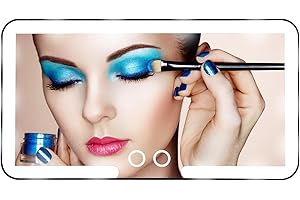 ANTETEK Car Sun Visor Vanity Mirror, Makeup Mirror with 3 Light Modes & 60 LEDs Rechargeable Led Light Car Mirror with Dimmable Touch Screen, Rear View Sun-Shading Travel Cosmetic (Black, 1 Pack)