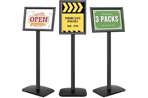Mutualsign 3Pcs Heavy Duty Pedestal Sign Holder for Display, 8.5 x 11 inches Adjustable Floor Standing Sign Holder with Weigh