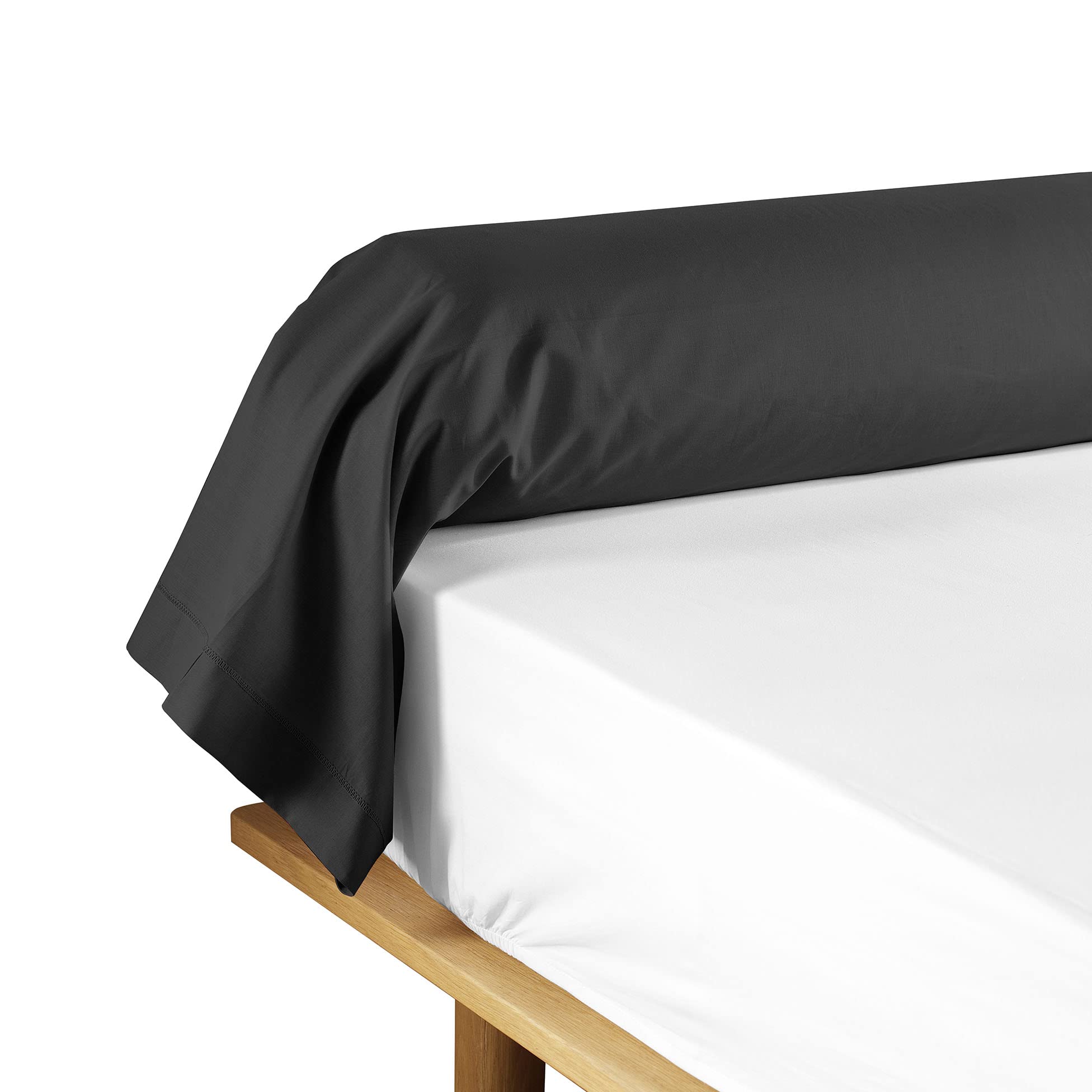 douceur d'intérieur, Bolster Pillow Case 85 x 185 cm Lina Black 100% Cotton