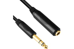 Devinal 1/4 Extension Cord, 1/4" Male to Female Cable, 6.35mm Quarter inch Gold Plated Audio Cable Stereo Cord, 6 feet (1.8 M