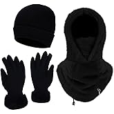 Shyyween 4 Pcs Ski Mask Fleece Balaclava and Hat for Women Men Touchscreen Gloves Winter Windproof Set for Outdoor Gift