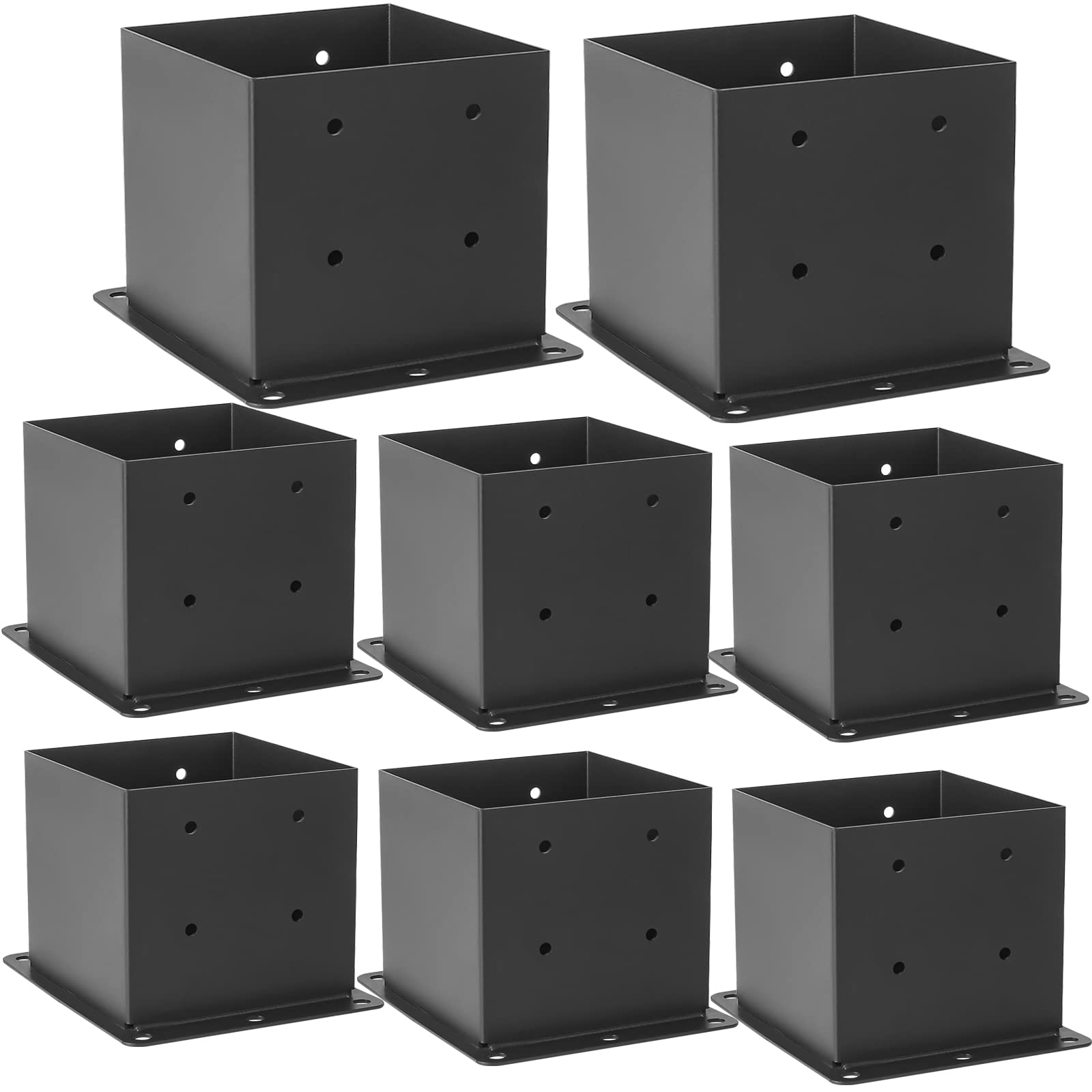 Photo 1 of AXWHYS 6x6 Post Base 8 Pcs, (Inner Size 5.6x5.6) Post Anchors, 13GA Thick Solid Steel & Black Powder Coated,Deck Post Brackets Support Deck Base Plate Pergola Brackets Fence Kit