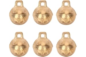 SAMLOO 6PCS 1.3inch Vintage Bronze Jingle Bells Antique Copper Bell Brass Bell for Dog Cat Pet Home Door Decor Holiday Christmas Decoration and DIY Craft Bells, Gold