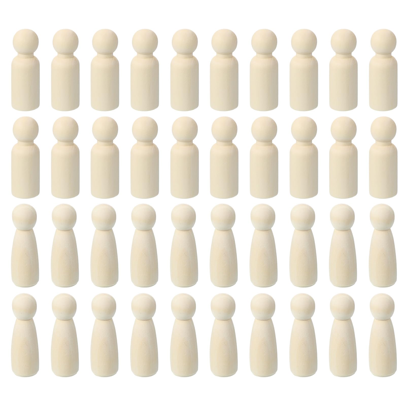 PATIKIL 2.95" Height Wooden Pegs Dolls, 52Pcs Wood Pegs People Dolls Unfinished Bodies Natural Wood Figures for Painting DIY Crafts Arts Graffiti