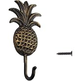 ICObuty Coat Hook Hat Hook Vintage Wrought Iron Wall Mounted Screws Included Wall Hook (Pineapple)
