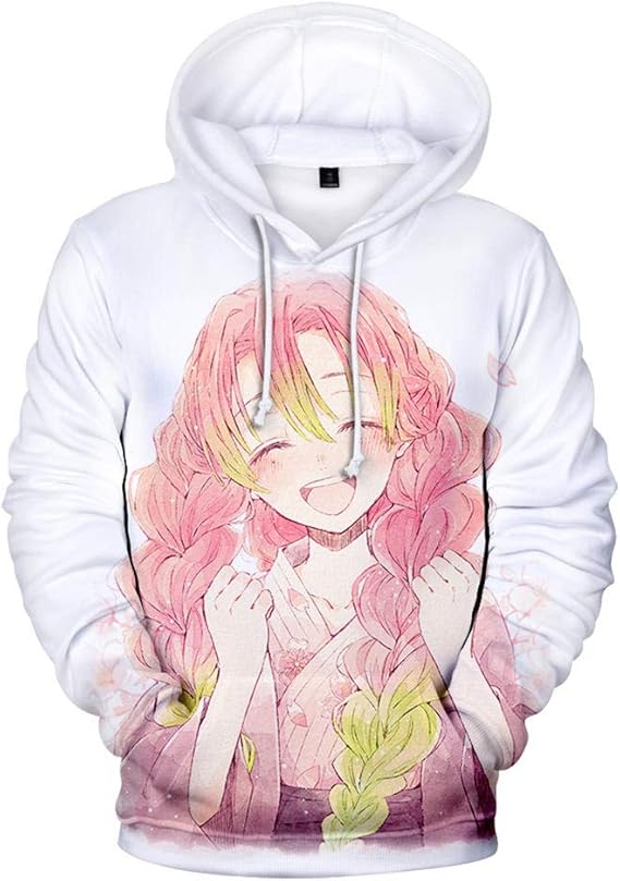 Hoodies,3D Personality Demon Slayer Anime Kanroji Mitsuri Sweater Autumn and Winter Loose Sporty 