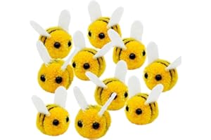 30 PCS Wool Felt Bees, Mini Plush Honey Bee Pom, Decorations for DIY Clothing, Hat, Gift, Scrapbooking, Jewelry Accessories, 
