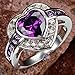 Emsione 925 Sterling Silver Plated Created Heart Amethyst Halo Womens Ring
