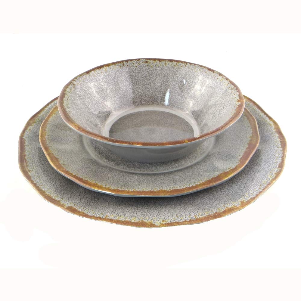 Melamine 12 Pcs Rustic Farmhouse Dinnerware Dishes Sets for Indoor