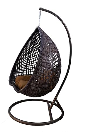 HK Furniture Comfy Outdoor Hanging Swing Chair with Stand - (Dark Brown)