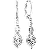 Blaniy Infinity Dangle Drop Earrings for Women 925 Sterling Silver Leverback Earrings with Birthstone Jewelry Gifts for Women