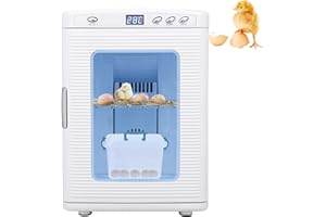 LOUMERNHANT 25L Reptile Incubators for Hatching Eggs, Digital Science Lab Incubator,Cooling and Heating 10-60°C, 12VAC/110VDC Dual-Power Small Portable Incubator for Laboratory, Home, Vehicle, White