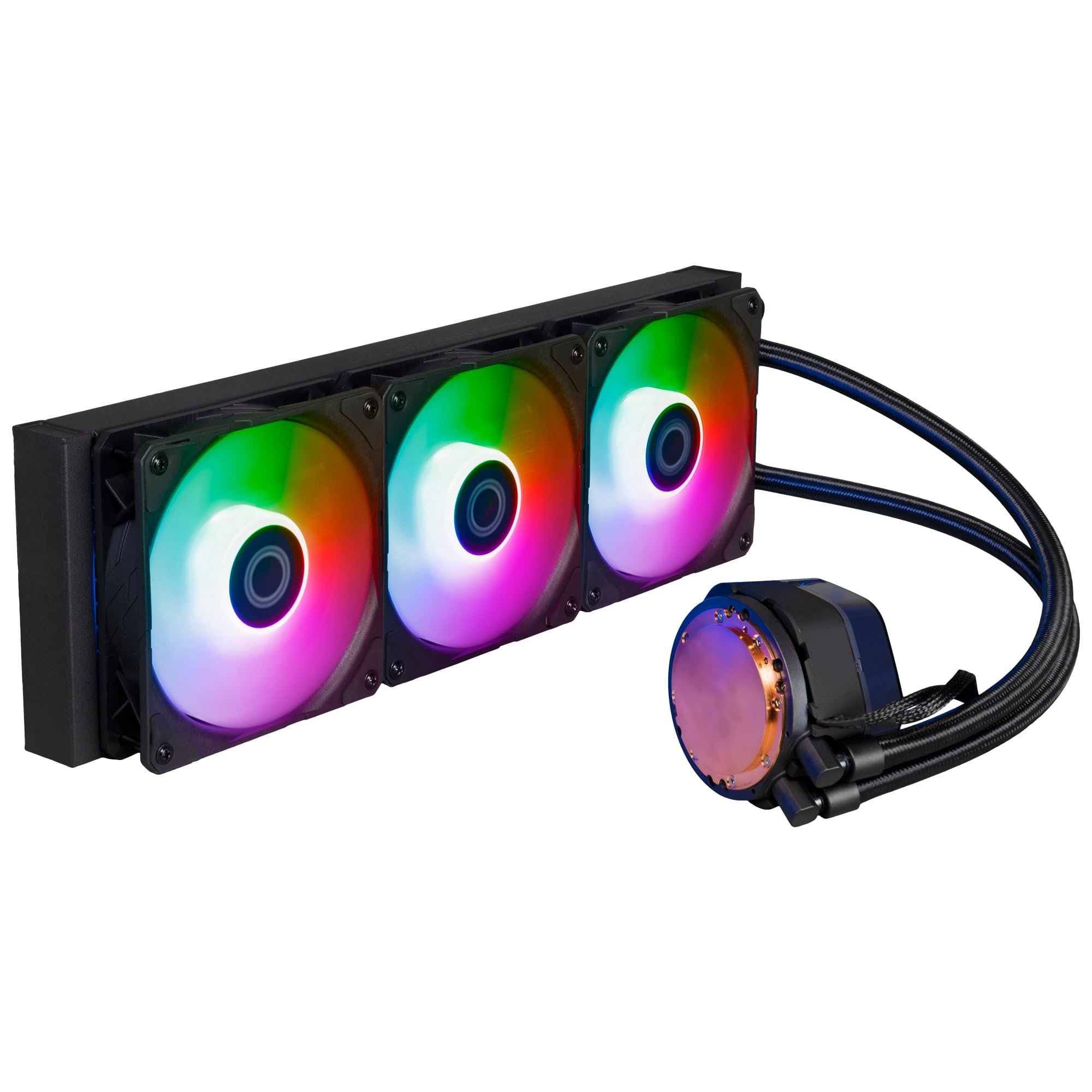 Cooler Master MasterLiquid Atmos 360 Black CPU-Wasserkühler – AIO-Wasserkühlung, Doppelkammerpumpe, vorinstallierte Sickleflow 120 Edge-Lüfter, adressierbares Gen 2 RGB, LGA1700- & AM5 – Schwarz 6
