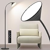 mukuxin 76" LED Floor Lamp, 18W/1800LM Super Bright Reading Standing Lamp,Stepless Dimmable&Adjustable Color Temperature 2700K-6500K w/Remote& Touch Control Lamps for Living Room Bedroom Office Black