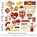Whaline 25 Pieces Chinese New Year Photo Booth Props Kit DIY Photo Booth Prop Pose Sign Kits Pig Photobooth Props for Lunar New Year Spring Festival Holiday Chinese Party Supplies