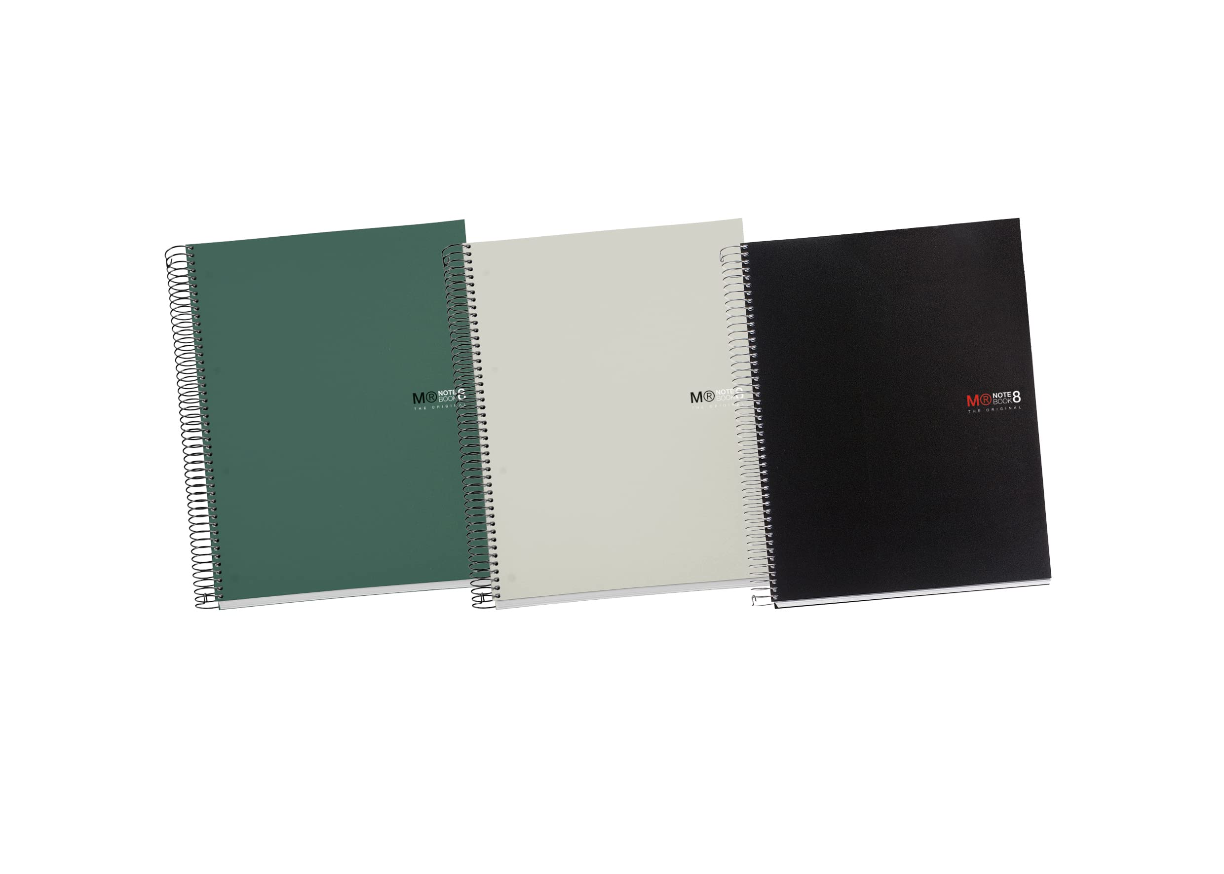 Miquelrius - Pack of 3 A4 notebooks, The Original Modern notebook, 8 coloured stripes, polypropylene cover, 4 holes for filing, 200 sheets of 70 g/m², squared notebook 5 x 5 mm
