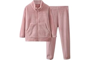 Kids Youth Fleece 𝐏ajamas Set for Boys Girls Full Zip Polar Fleece Jacket Pants Kids 𝐏js Winter Sl𝐞epwear Loung𝐞wear