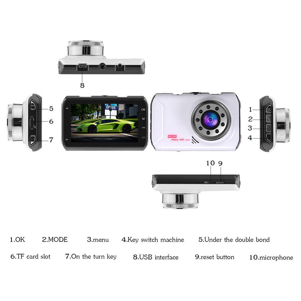 Dash Cam,3.0\'\' Full HD 1080P 170 Wide Angle Car Dashboard Camera,Built- in Microphone Vehicle Videos Recorder with IR night vision, G-Sensor, Motion Detection, Loop Recording