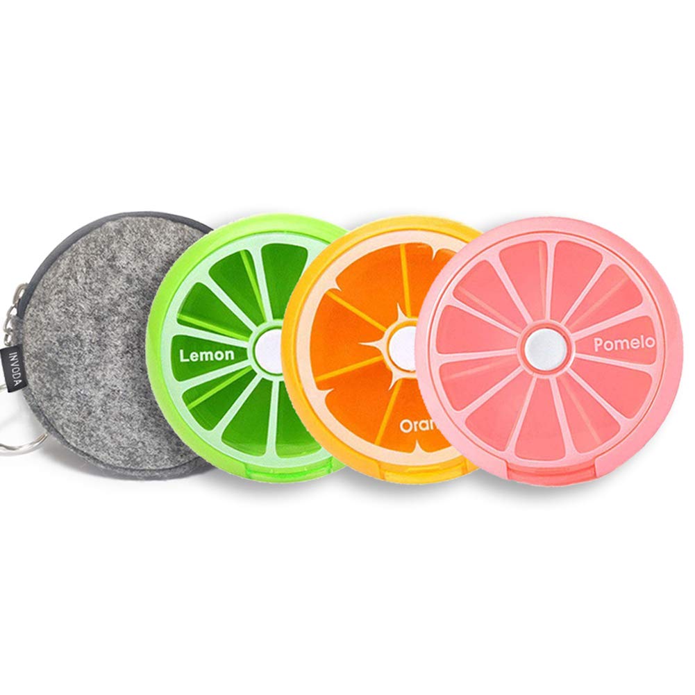 INVODA Pill Cases 3PCS Pill Box Weekly 3 Times 7 Compartments Large Medicine Pill Organizer (3PCS+Bag)
