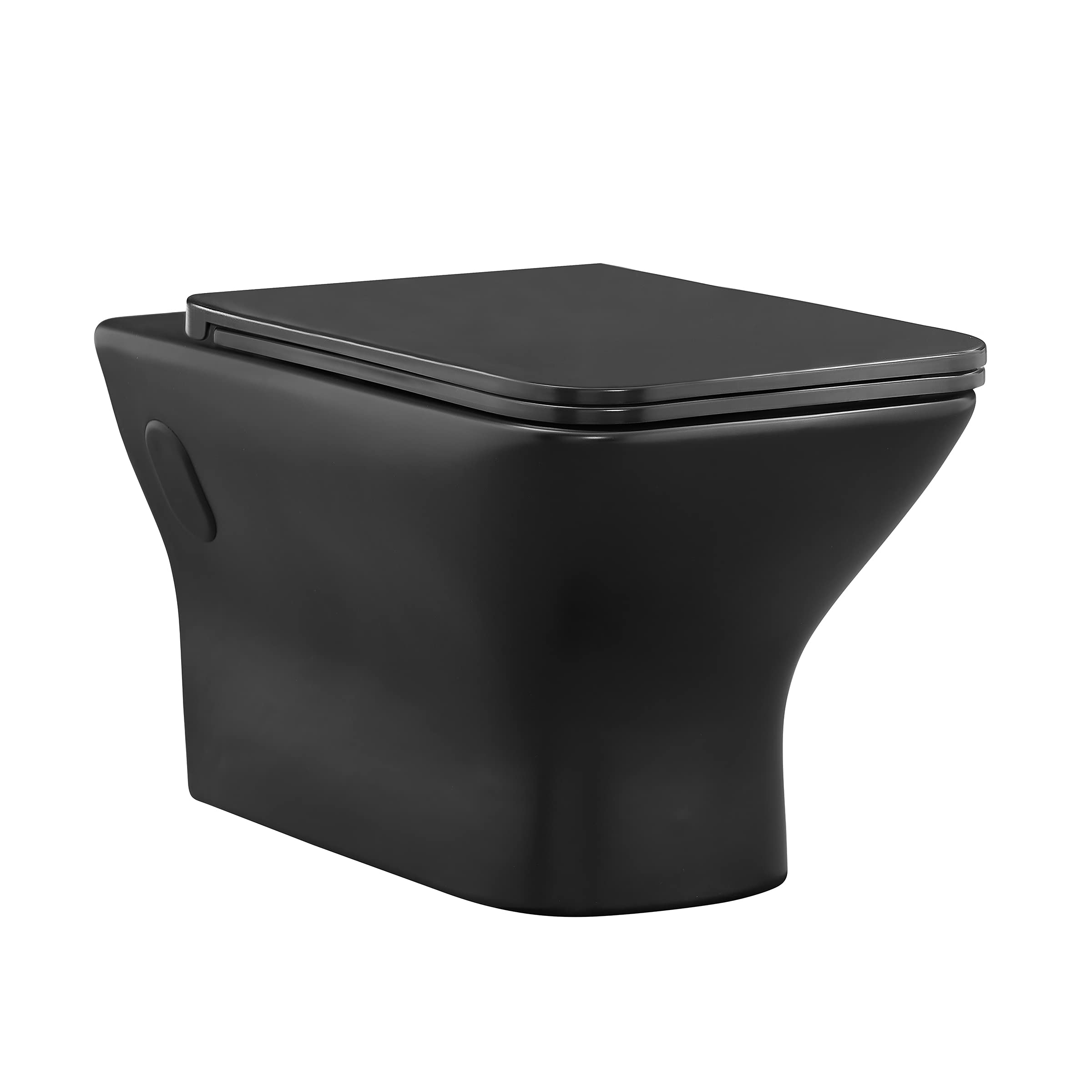 Photo 1 of **FOR PARTS/BROKEN LID** Swiss Madison Carre Wall Hung Elongated Toilet Bowl in Matte Black
