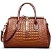 Jack&Chris Ladies Top Handle Tote Bag for Women Crocodile Embossed Purses and Handbags on Clearance, WBDZ024 (Brown)