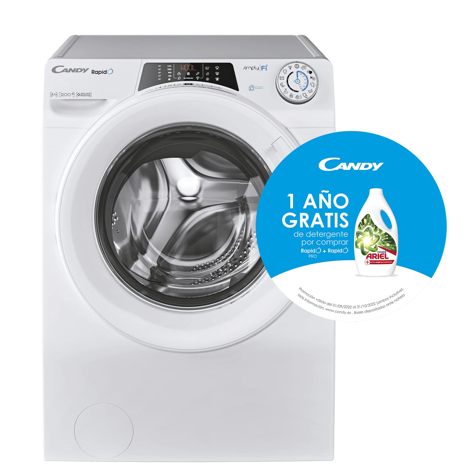 Candy-RapidO-RO-1284DWME1-S-Lavadora-8-KG-1200RPM-Fondo-Reducido-53CM-Pantalla-Smart-Wi-Fi-Alexa-Google-Home-9