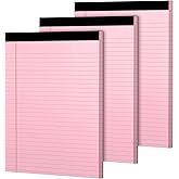 WINKIO Colored Legal Pads, 3 Pack Writing Pads 8.5 x 11 inch, Micro Perforated Notebooks with Sturdy Back, Wide Ruled, 30 Sheets Per Writing Pad for School, College, Office, Professional (Pink)