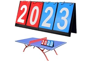 YURINWOO 4-Digital Portable Table Top Scoreboard Flipper, Multi Sports Score Flip Scoreboard Score Keeper for Ping-Pong Badminton Volleyball Football Sports, Blue and Red